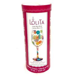 Lolita Wine Glass Birthday Girl Bonne Fete Ma Chere Goblet & Recipe 15 oz